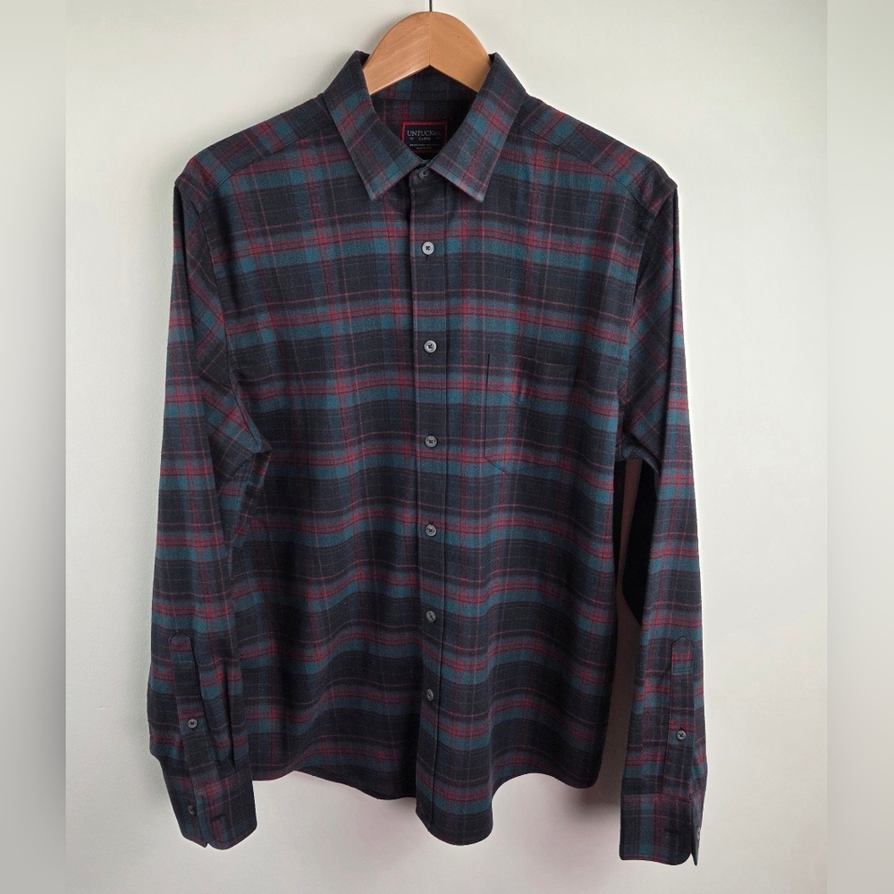 Untuckit Flannel Shirt Mens Large Multicolor Long Sleeve Button Up Plaid Reg Fit